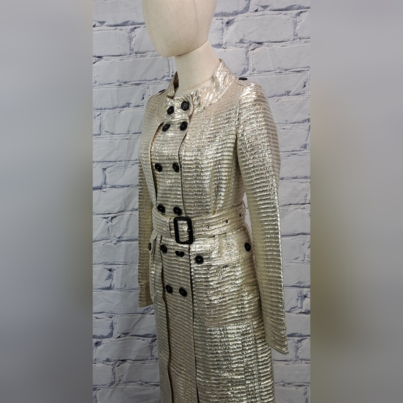 Burberry Prorsum Women's Trench Coat Jacket Gold Metallic  Italy XS 0 US 36 IT - Picture 5 of 16